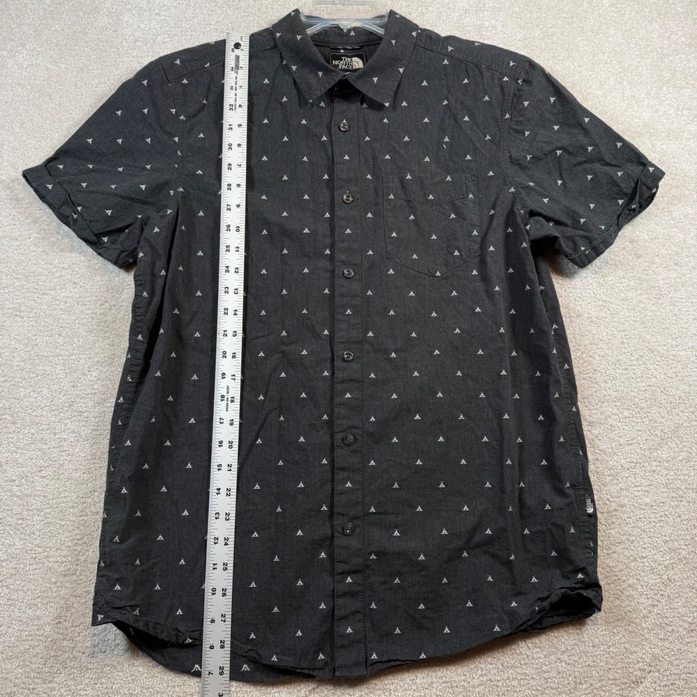 The North Face Button Down Shirt Men Large Grey Short Sleeve Tent Print - Picture 2 of 7